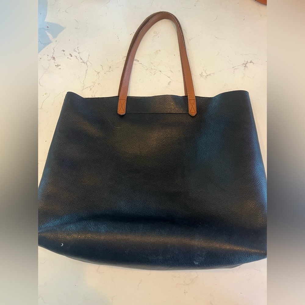 MADEWELL BLACK LEATHER TRANSPORT TOTE CARRYALL SHOULDER BAG